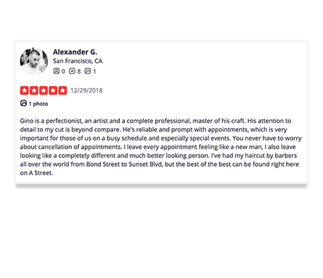 mgx barbersop 5 star review from Alexander in San Francisco