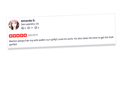 mgx barbersop 5 star review from Amanda in San Leandro