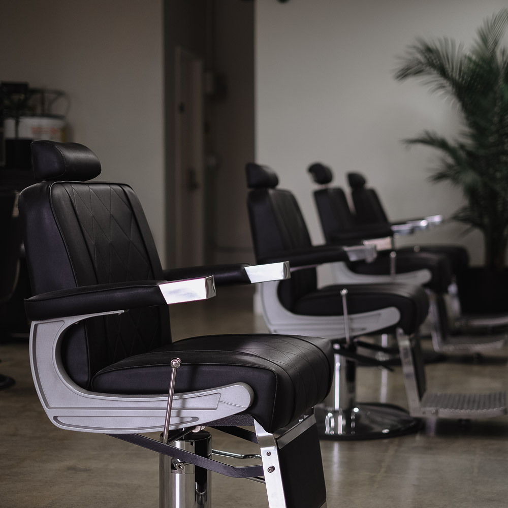 Row of chairs at MGX Barbers in Castro Valley